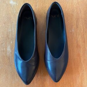 Italian Black Leather Flats— Size 40